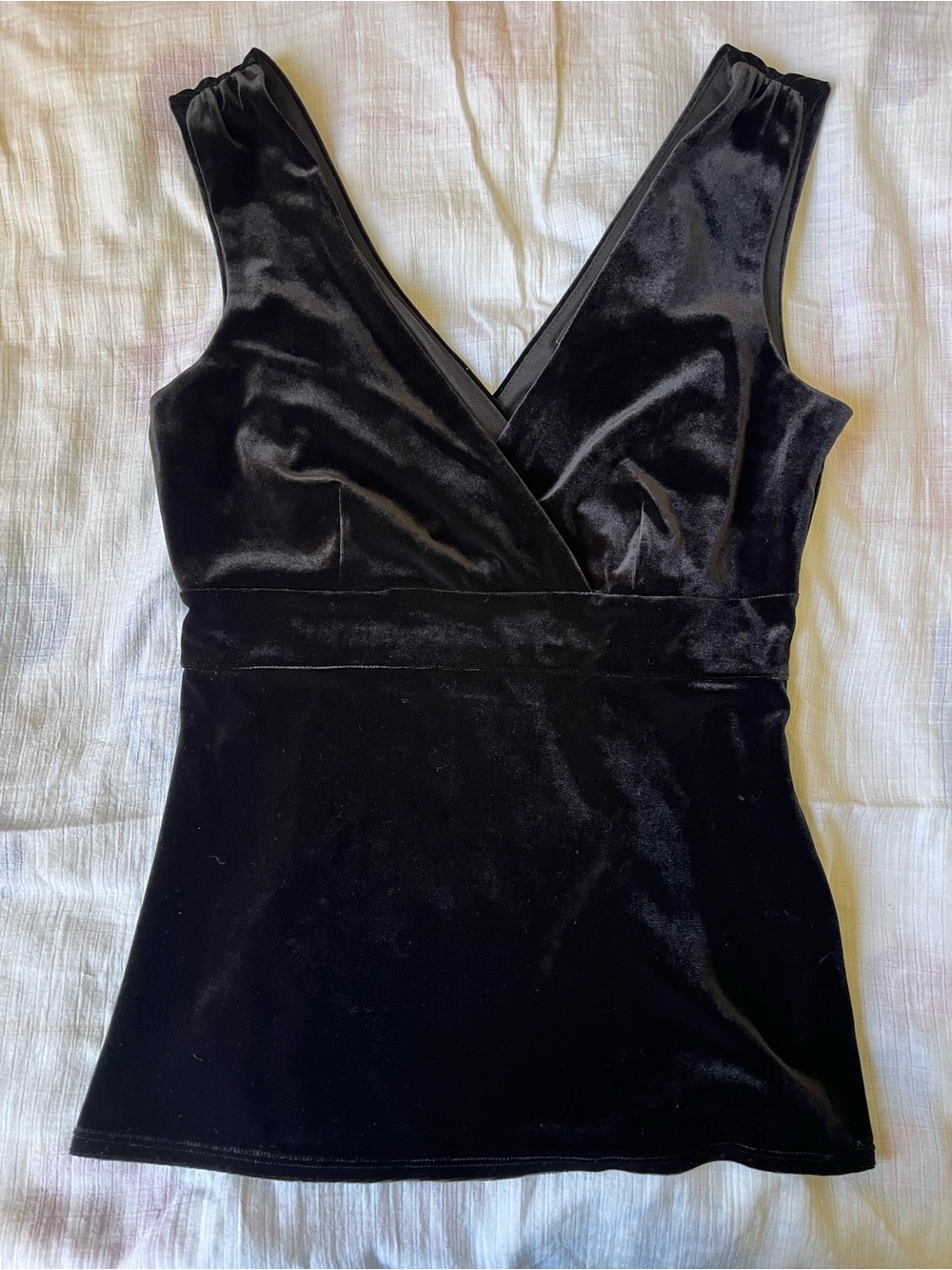 Charter Club black velvet surplice top NWT